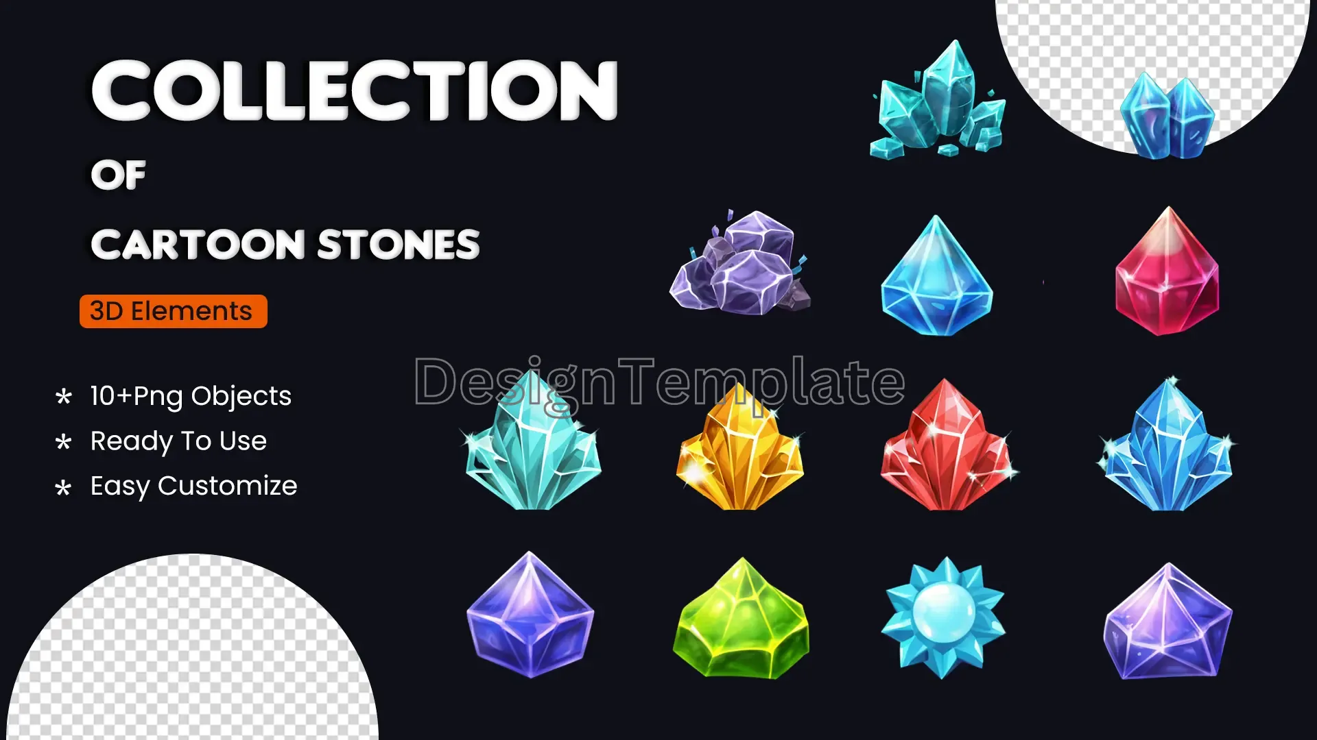 Whimsical Stones Collection Colorful 3D Cartoon Rocks Pack